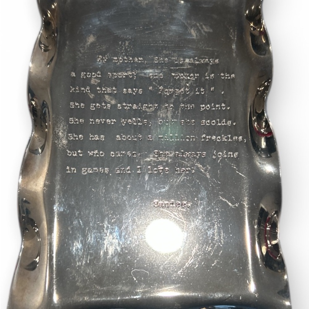 Silver engraved wavy edge tray 9x6.5”